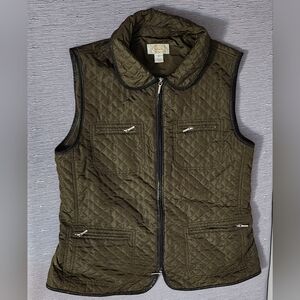 Talbots Vest Quilted Olive Color Size Medium